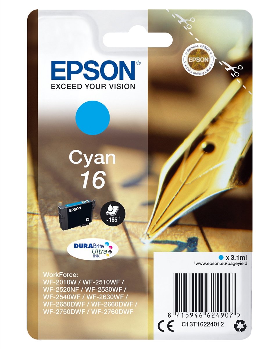  Epson  16 C13T16224012 Tinte cyan f r WorkForce  WF  